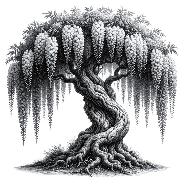 12 Blooming Wisteria Tree of Life Clipart PNG - Sketch Style (Digital Download - Commercial Use) — image 10