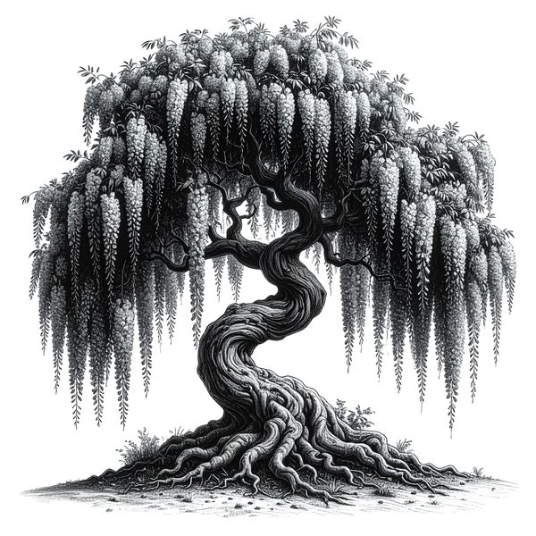 12 Blooming Wisteria Tree of Life Clipart PNG - Sketch Style (Digital Download - Commercial Use) — image 12