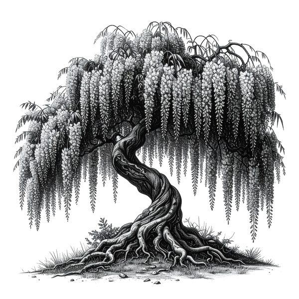 12 Blooming Wisteria Tree of Life Clipart PNG - Sketch Style (Digital Download - Commercial Use) — image 15