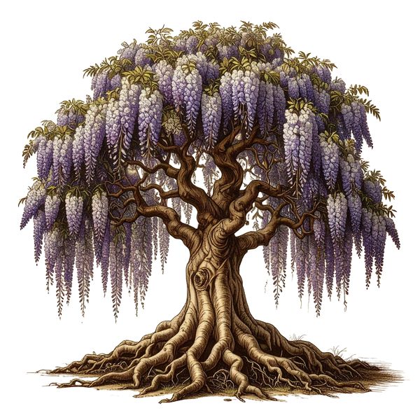 12 Wisteria Tree of Life Clipart PNG - Vintage Sketch Style (Digital Download - Commercial Use) — image 1