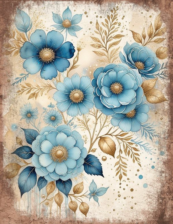 Ethereal Blue Junk Journal Pages: 60 Abstract Floral Watercolor Digital Paper, Scrapbook Printables — image 5