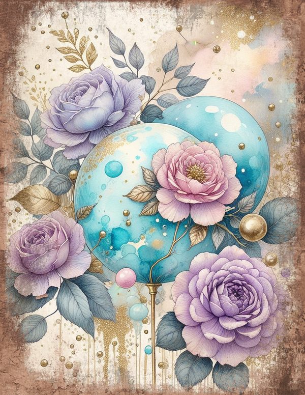 Ethereal Blue Junk Journal Pages: 60 Abstract Floral Watercolor Digital Paper, Scrapbook Printables — image 8