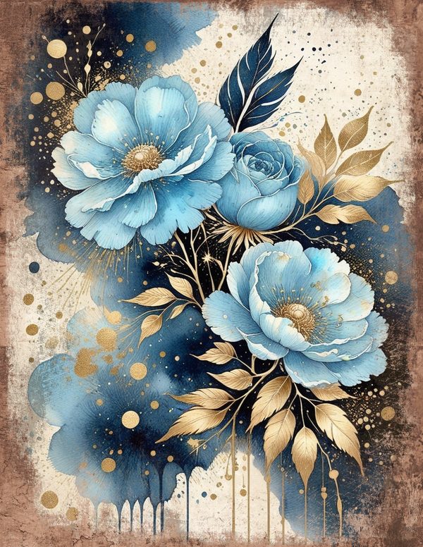 Ethereal Blue Junk Journal Pages: 60 Abstract Floral Watercolor Digital Paper, Scrapbook Printables — image 18