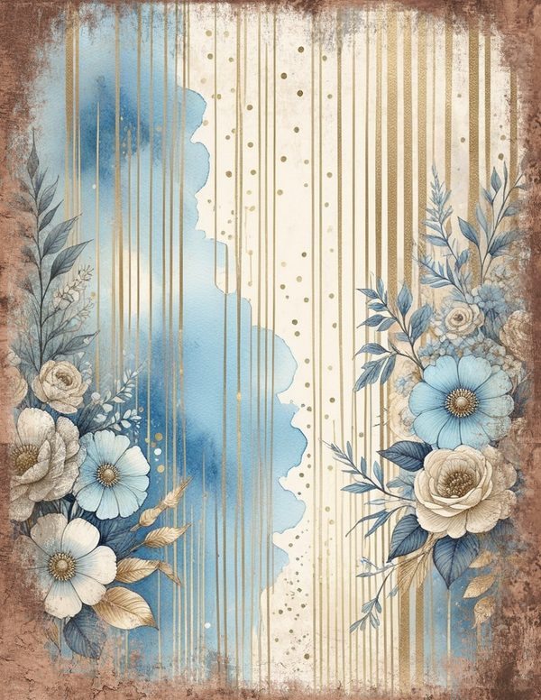Ethereal Blue Junk Journal Pages: 60 Abstract Floral Watercolor Digital Paper, Scrapbook Printables — image 28