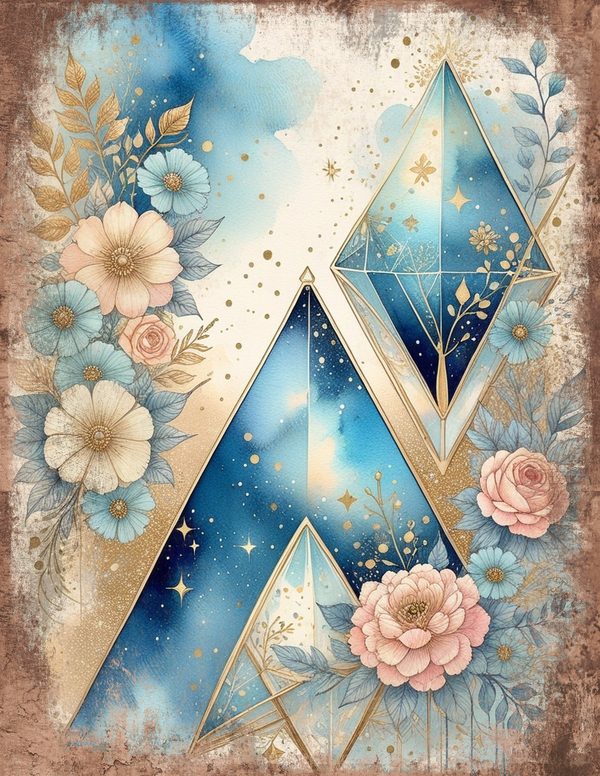 Ethereal Blue Junk Journal Pages: 60 Abstract Floral Watercolor Digital Paper, Scrapbook Printables — image 32