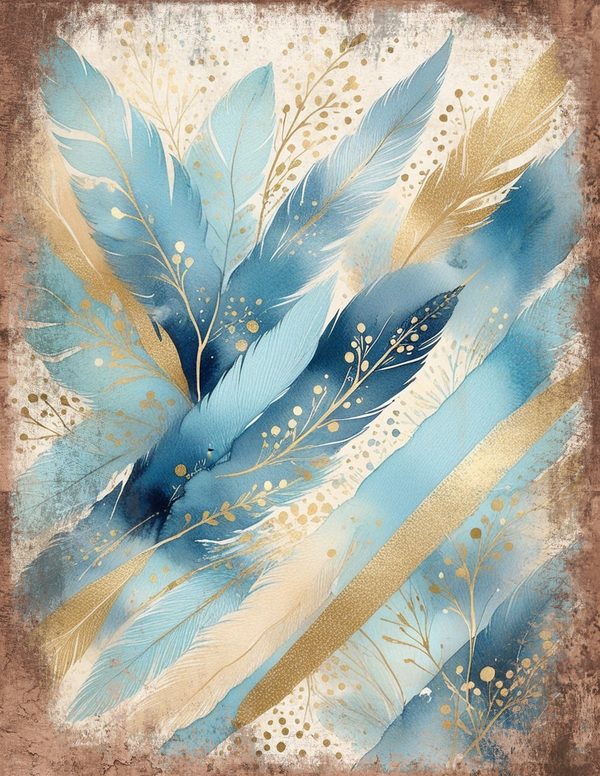 Ethereal Blue Junk Journal Pages: 60 Abstract Floral Watercolor Digital Paper, Scrapbook Printables — image 56
