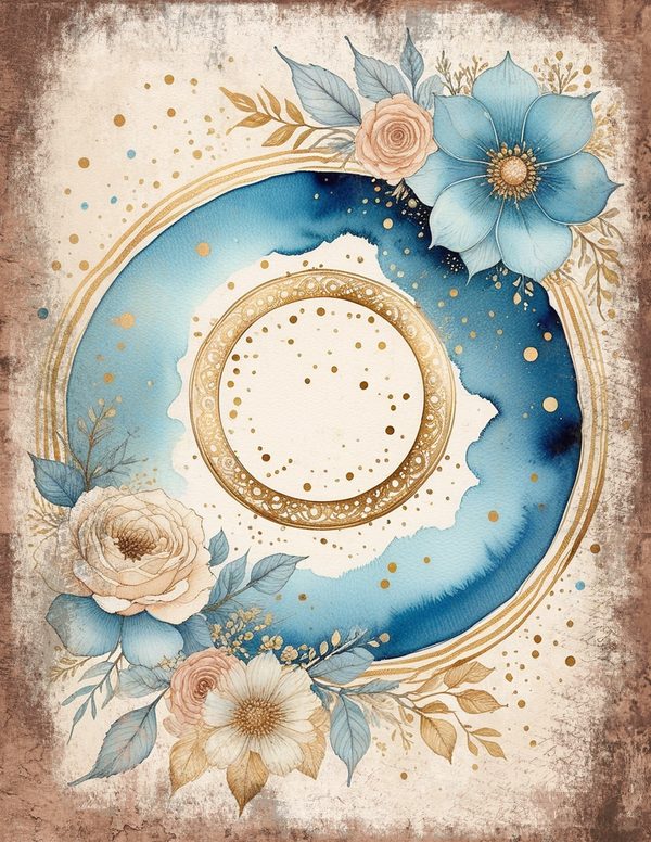 Ethereal Blue Junk Journal Pages: 60 Abstract Floral Watercolor Digital Paper, Scrapbook Printables — image 59