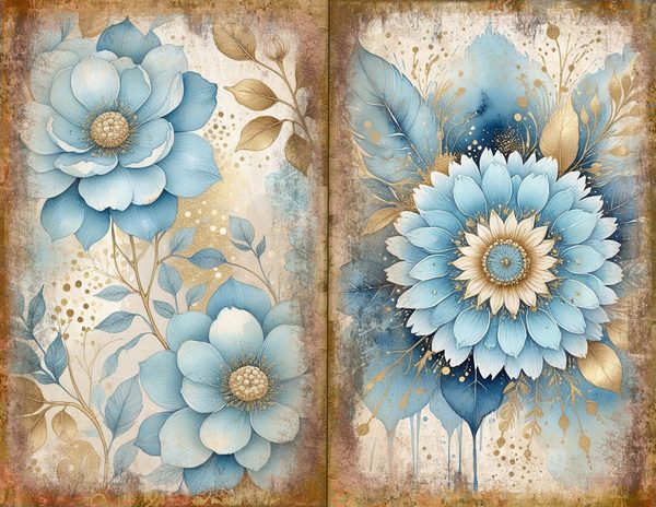 Ethereal Blue Journal Spreads: 30 Printable Open Book Pages - Watercolor Digital Paper - Commercial Use — image 2