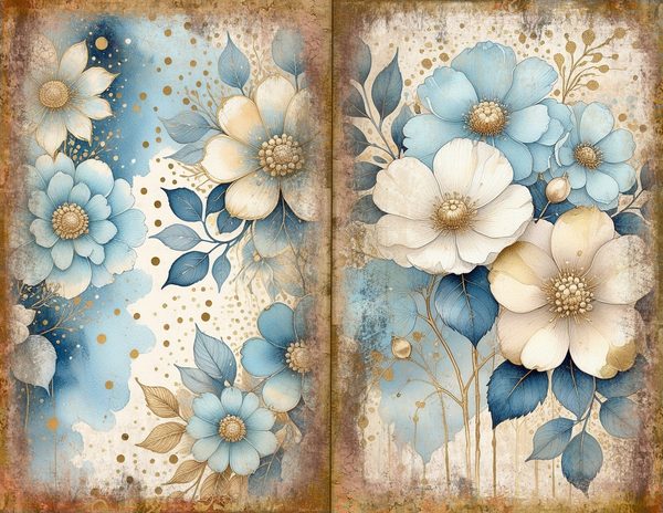 Ethereal Blue Journal Spreads: 30 Printable Open Book Pages - Watercolor Digital Paper - Commercial Use — image 3
