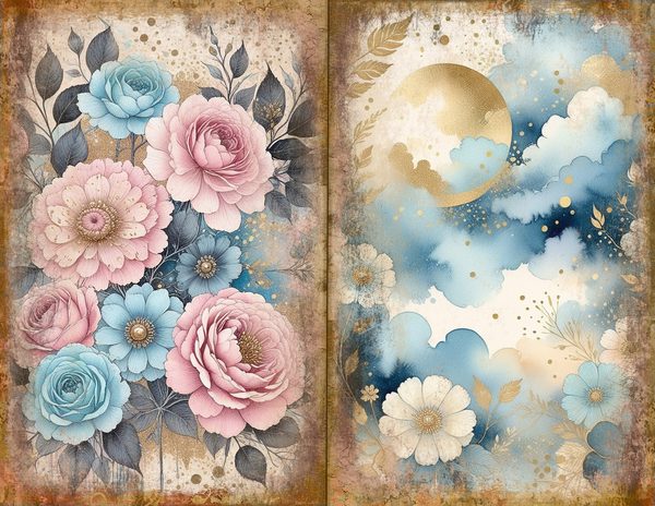 Ethereal Blue Journal Spreads: 30 Printable Open Book Pages - Watercolor Digital Paper - Commercial Use — image 4