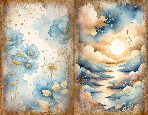 Ethereal Blue Journal Spreads: 30 Printable Open Book Pages - Watercolor Digital Paper - Commercial Use — image 5
