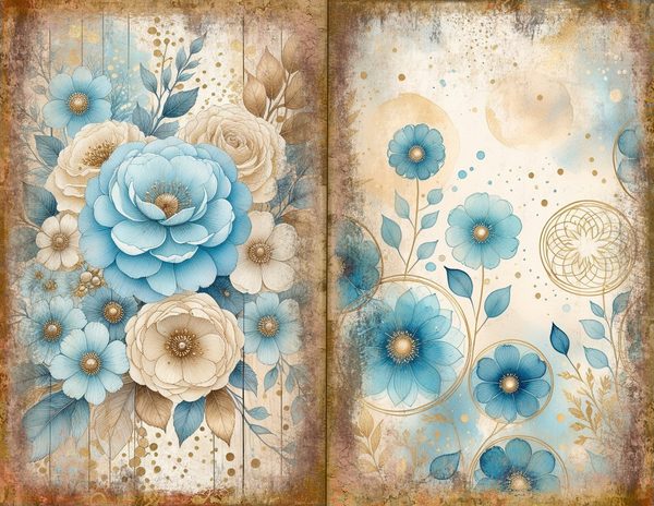 Ethereal Blue Journal Spreads: 30 Printable Open Book Pages - Watercolor Digital Paper - Commercial Use — image 6