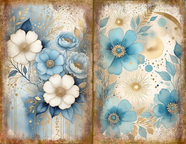 Ethereal Blue Journal Spreads: 30 Printable Open Book Pages - Watercolor Digital Paper - Commercial Use — image 7