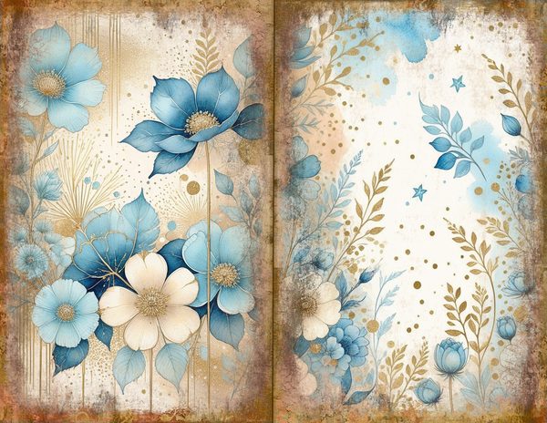 Ethereal Blue Journal Spreads: 30 Printable Open Book Pages - Watercolor Digital Paper - Commercial Use — image 8