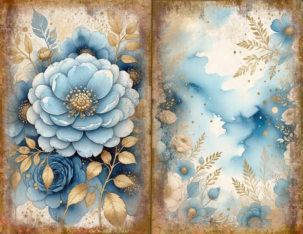 Ethereal Blue Journal Spreads: 30 Printable Open Book Pages - Watercolor Digital Paper - Commercial Use — image 9