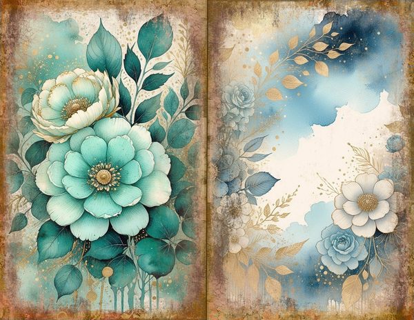 Ethereal Blue Journal Spreads: 30 Printable Open Book Pages - Watercolor Digital Paper - Commercial Use — image 11