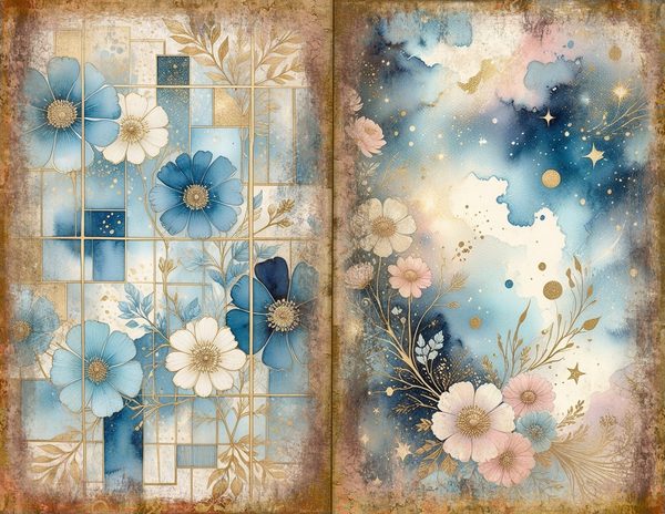 Ethereal Blue Journal Spreads: 30 Printable Open Book Pages - Watercolor Digital Paper - Commercial Use — image 12