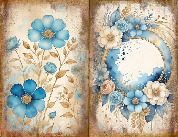 Ethereal Blue Journal Spreads: 30 Printable Open Book Pages - Watercolor Digital Paper - Commercial Use — image 13