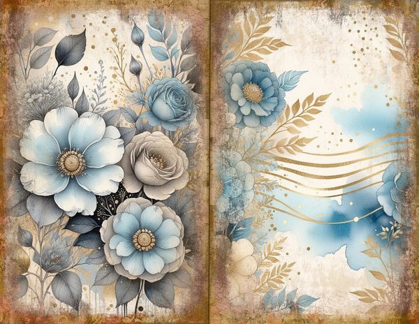 Ethereal Blue Journal Spreads: 30 Printable Open Book Pages - Watercolor Digital Paper - Commercial Use — image 14