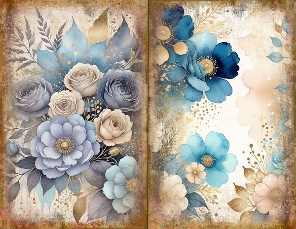 Ethereal Blue Journal Spreads: 30 Printable Open Book Pages - Watercolor Digital Paper - Commercial Use — image 15