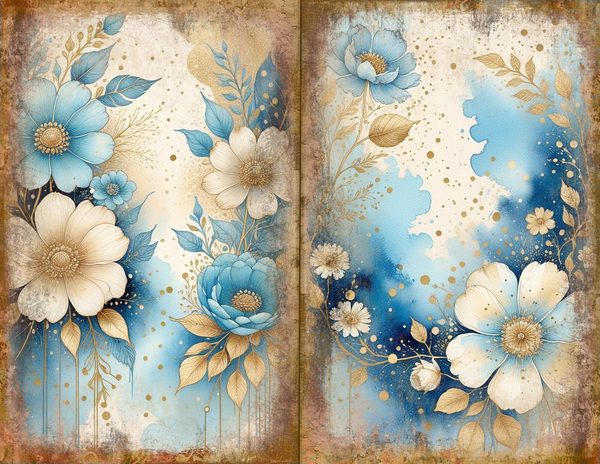 Ethereal Blue Journal Spreads: 30 Printable Open Book Pages - Watercolor Digital Paper - Commercial Use — image 19