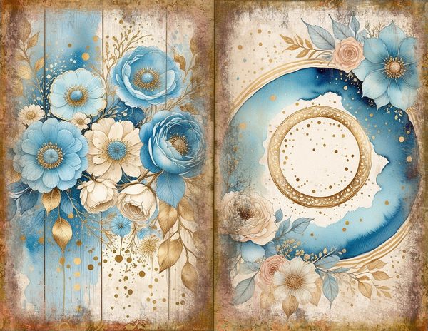 Ethereal Blue Journal Spreads: 30 Printable Open Book Pages - Watercolor Digital Paper - Commercial Use — image 20