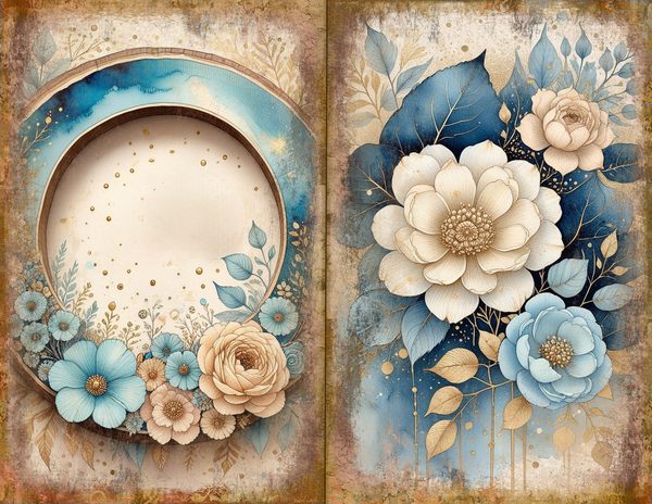 Ethereal Blue Journal Spreads: 30 Printable Open Book Pages - Watercolor Digital Paper - Commercial Use — image 23