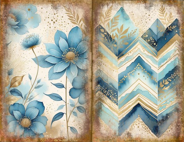 Ethereal Blue Journal Spreads: 30 Printable Open Book Pages - Watercolor Digital Paper - Commercial Use — image 24