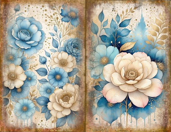 Ethereal Blue Journal Spreads: 30 Printable Open Book Pages - Watercolor Digital Paper - Commercial Use — image 25