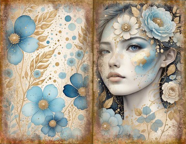 Ethereal Blue Journal Spreads: 30 Printable Open Book Pages - Watercolor Digital Paper - Commercial Use — image 27