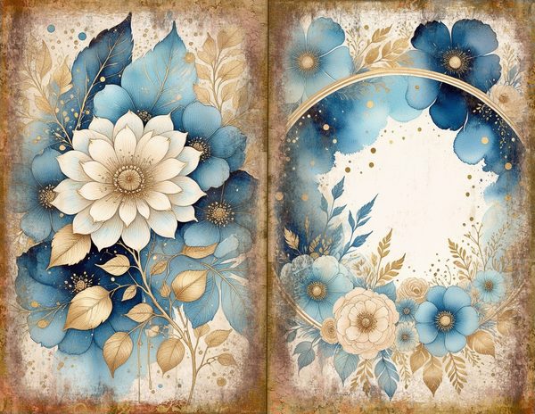 Ethereal Blue Journal Spreads: 30 Printable Open Book Pages - Watercolor Digital Paper - Commercial Use — image 28