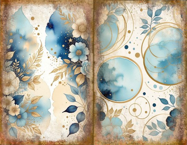 Ethereal Blue Journal Spreads: 30 Printable Open Book Pages - Watercolor Digital Paper - Commercial Use — image 29
