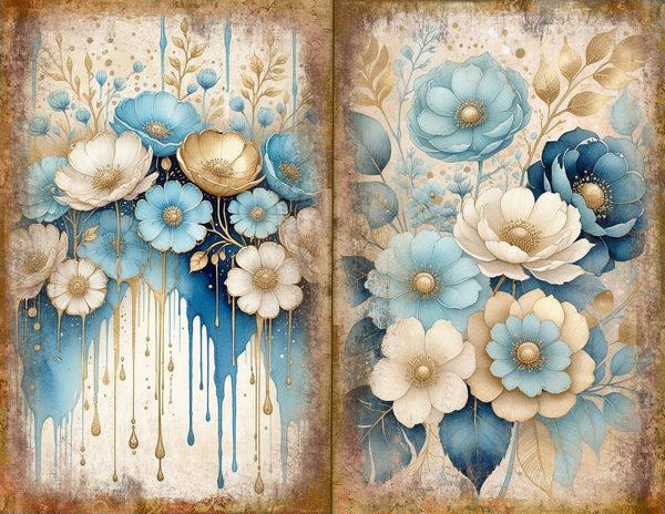 Ethereal Blue Journal Spreads: 30 Printable Open Book Pages - Watercolor Digital Paper - Commercial Use — image 30