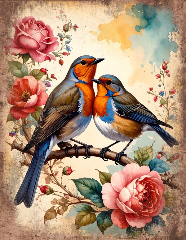 The Robin Collection Junk Journal Pages: 60 Watercolor Digital Paper - Scrapbook Printables — image 1