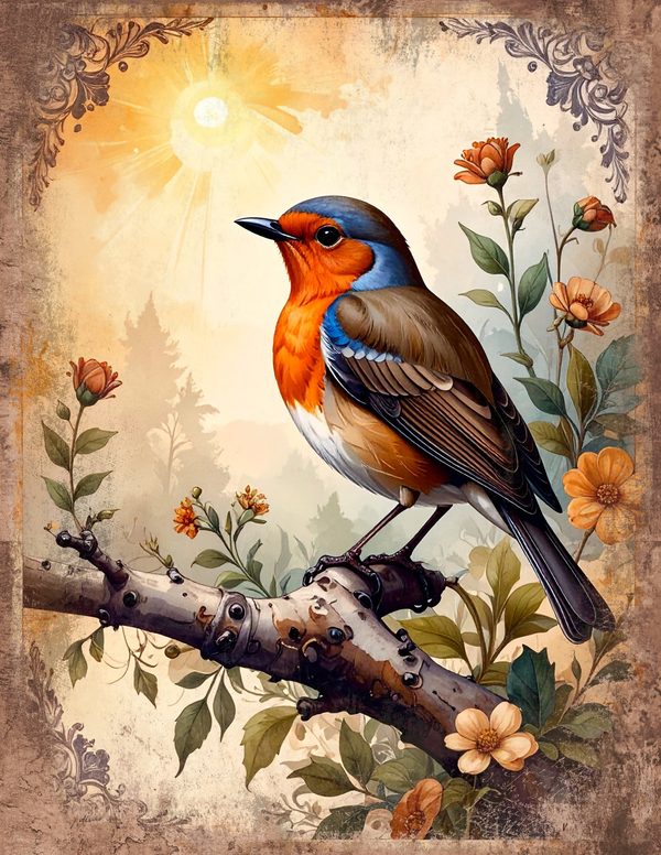 The Robin Collection Junk Journal Pages: 60 Watercolor Digital Paper - Scrapbook Printables — image 3
