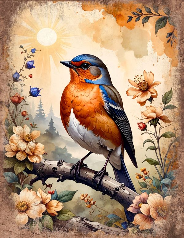 The Robin Collection Junk Journal Pages: 60 Watercolor Digital Paper - Scrapbook Printables — image 4