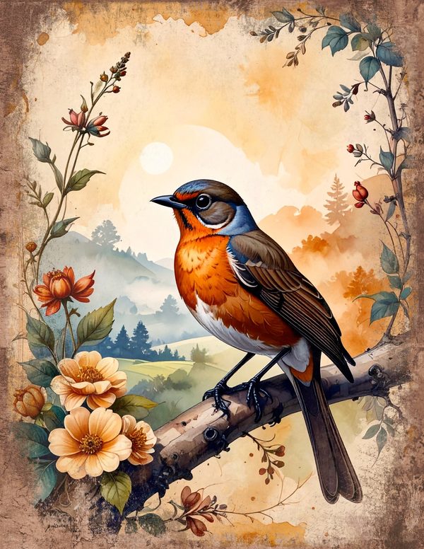 The Robin Collection Junk Journal Pages: 60 Watercolor Digital Paper - Scrapbook Printables — image 5