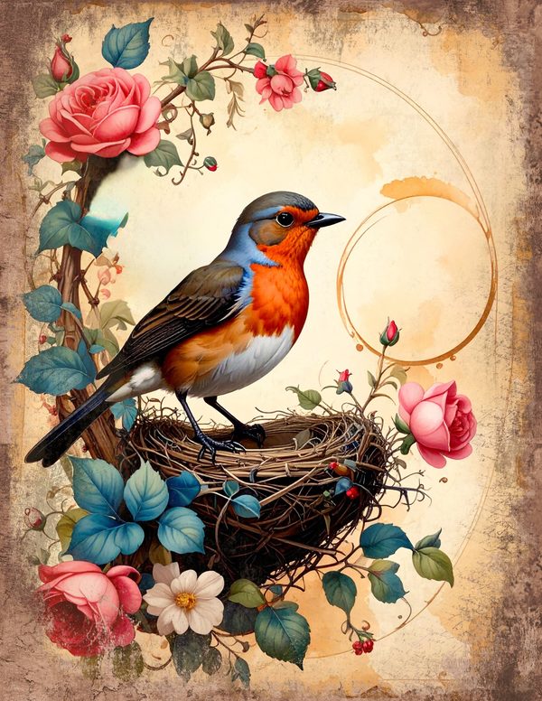 The Robin Collection Junk Journal Pages: 60 Watercolor Digital Paper - Scrapbook Printables — image 6