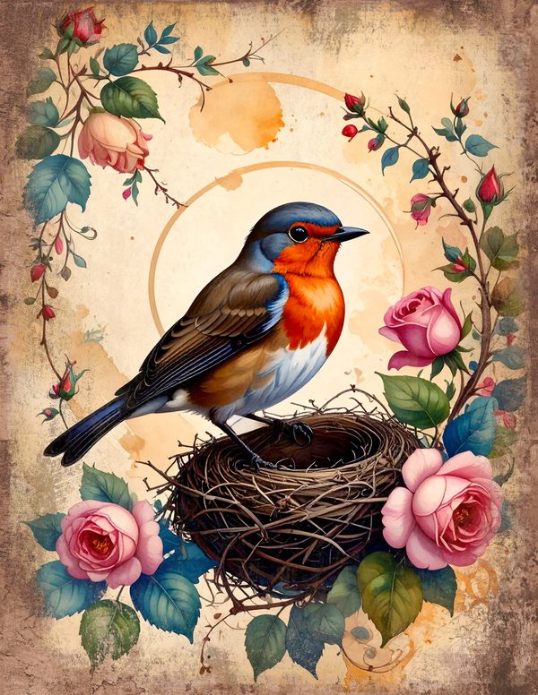 The Robin Collection Junk Journal Pages: 60 Watercolor Digital Paper - Scrapbook Printables — image 8