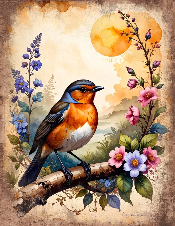 The Robin Collection Junk Journal Pages: 60 Watercolor Digital Paper - Scrapbook Printables — image 13