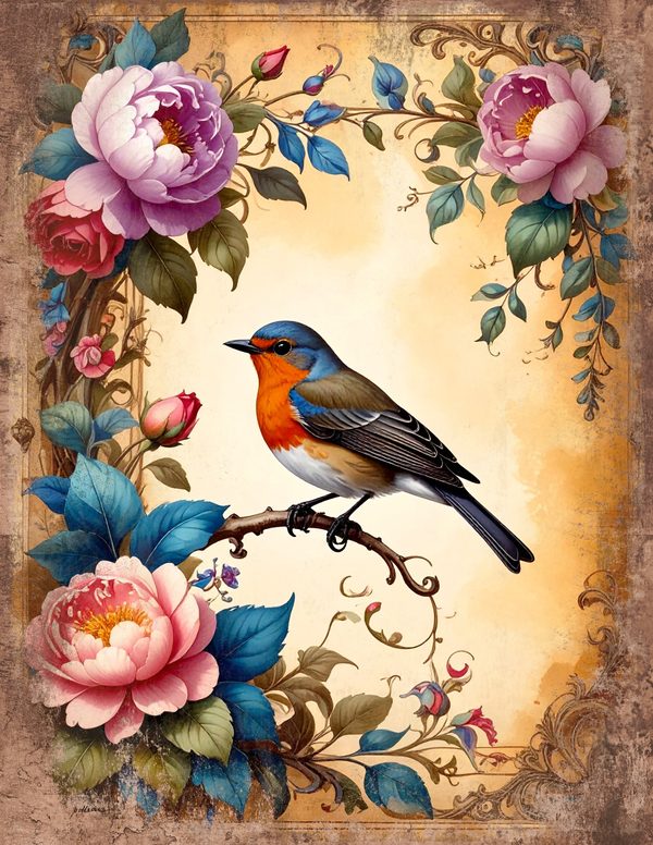 The Robin Collection Junk Journal Pages: 60 Watercolor Digital Paper - Scrapbook Printables — image 18
