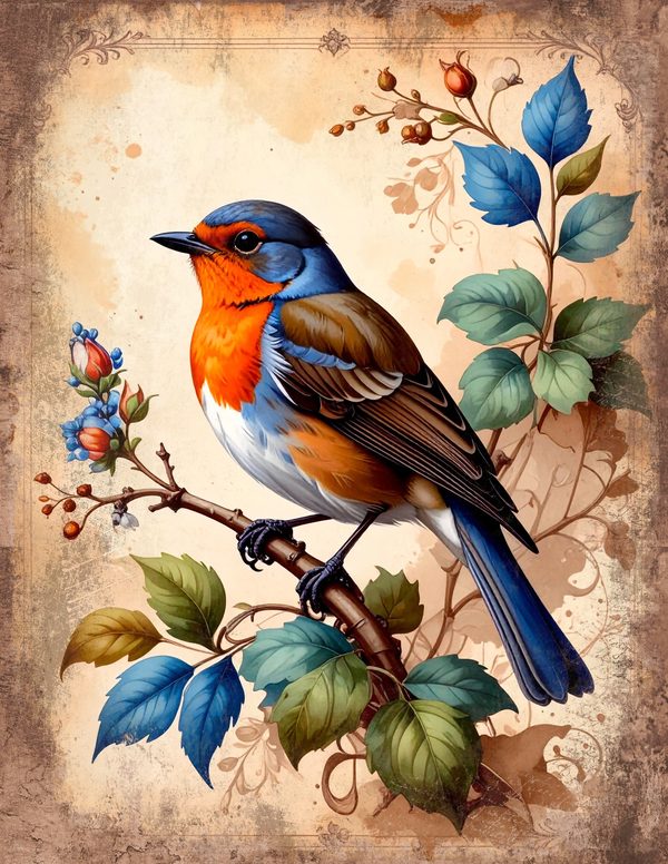 The Robin Collection Junk Journal Pages: 60 Watercolor Digital Paper - Scrapbook Printables — image 30