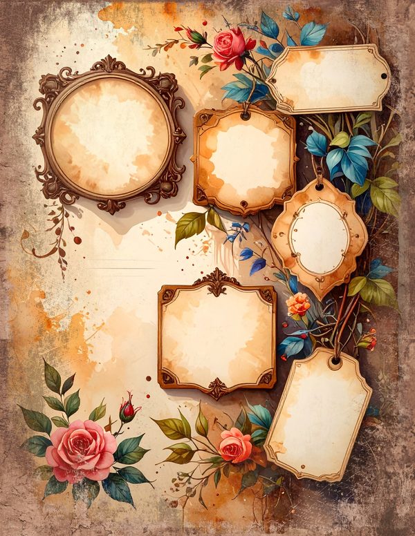 The Robin Collection Junk Journal Pages: 60 Watercolor Digital Paper - Scrapbook Printables — image 31