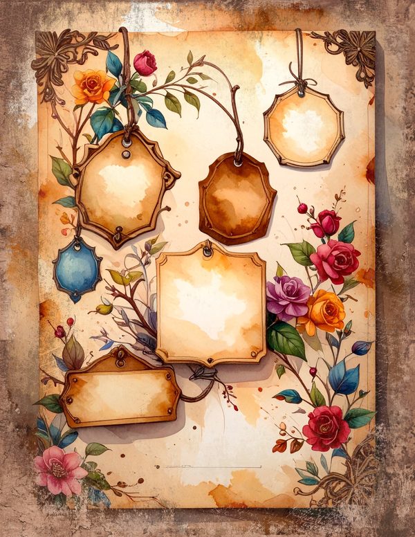 The Robin Collection Junk Journal Pages: 60 Watercolor Digital Paper - Scrapbook Printables — image 33