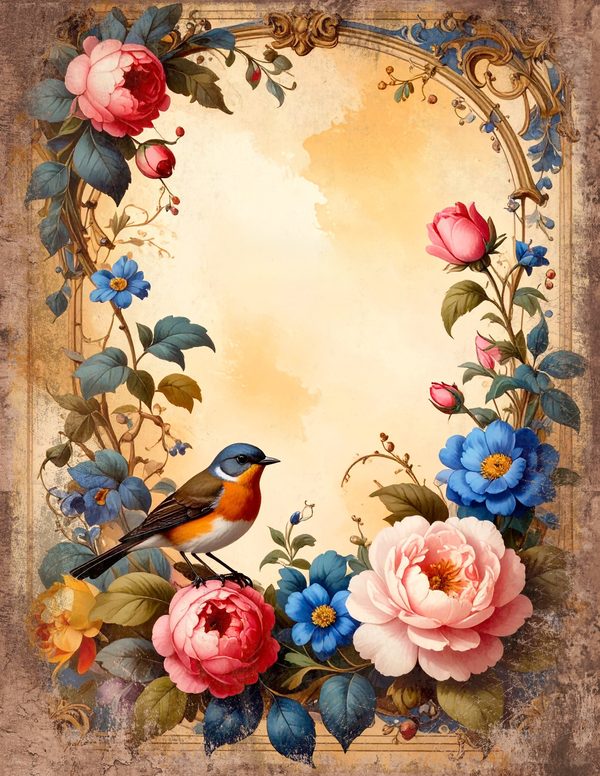 The Robin Collection Junk Journal Pages: 60 Watercolor Digital Paper - Scrapbook Printables — image 40