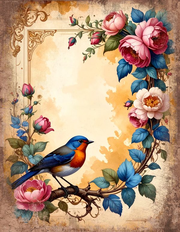 The Robin Collection Junk Journal Pages: 60 Watercolor Digital Paper - Scrapbook Printables — image 47