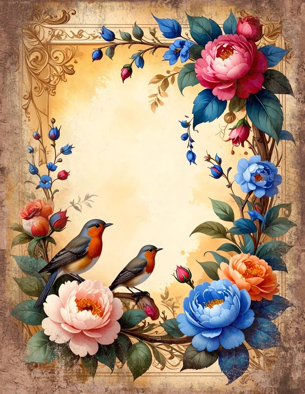 The Robin Collection Junk Journal Pages: 60 Watercolor Digital Paper - Scrapbook Printables — image 49