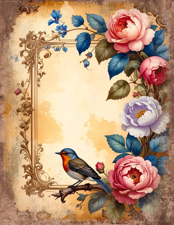 The Robin Collection Junk Journal Pages: 60 Watercolor Digital Paper - Scrapbook Printables — image 50
