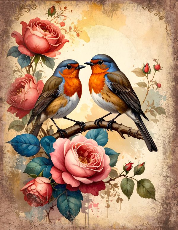 The Robin Collection Junk Journal Pages: 60 Watercolor Digital Paper - Scrapbook Printables — image 55