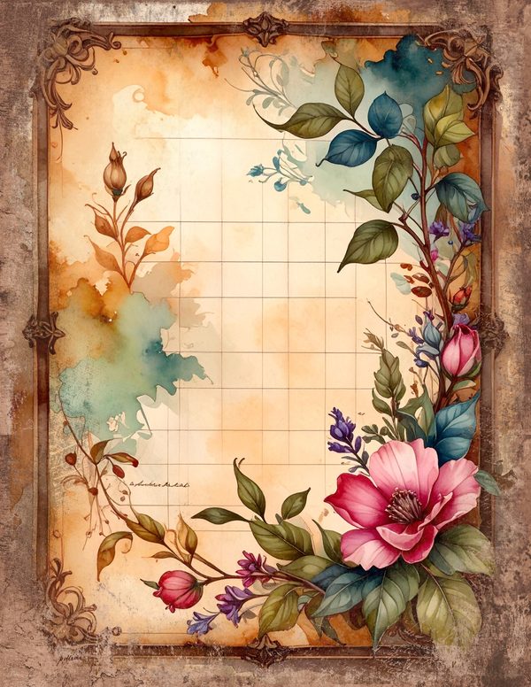 The Robin Collection Junk Journal Pages: 60 Watercolor Digital Paper - Scrapbook Printables — image 59
